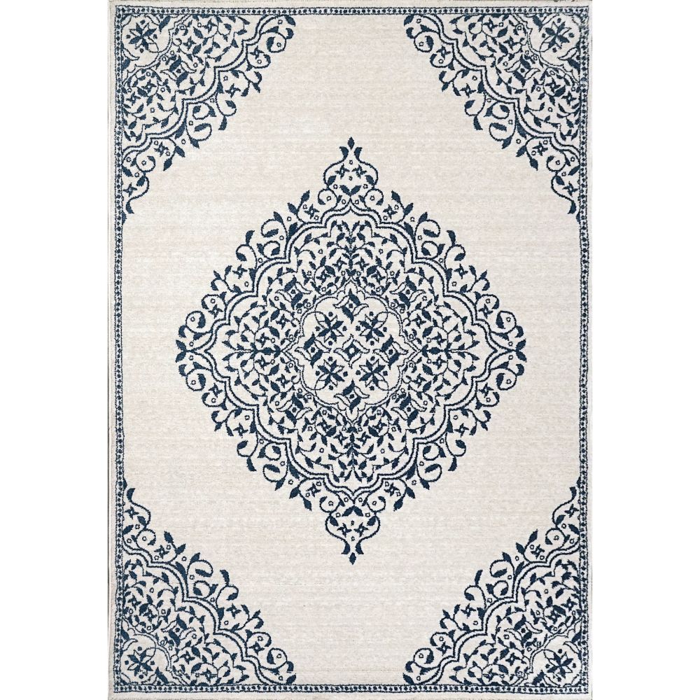 Dynamic Rugs 3302-105 Hera 5.3 Ft. X 7.11 Ft. Rectangle Rug in Ivory/Blue 